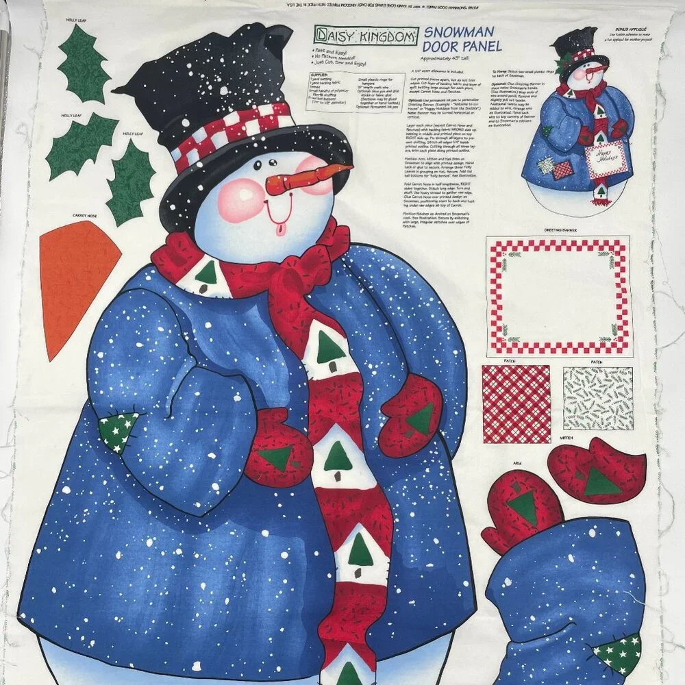 Daisy‎ Kingdom Christmas Door Panel Cut and Sew Snowman Top Hat Wall Hanging Art